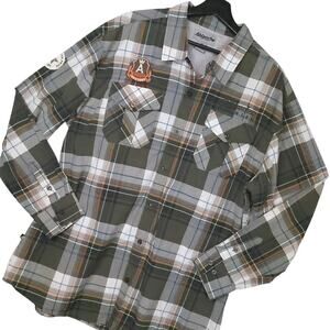 Ablanche NY Premium Men's Button-Up Shirt Sz 3XL Embroidered Patches Plaid